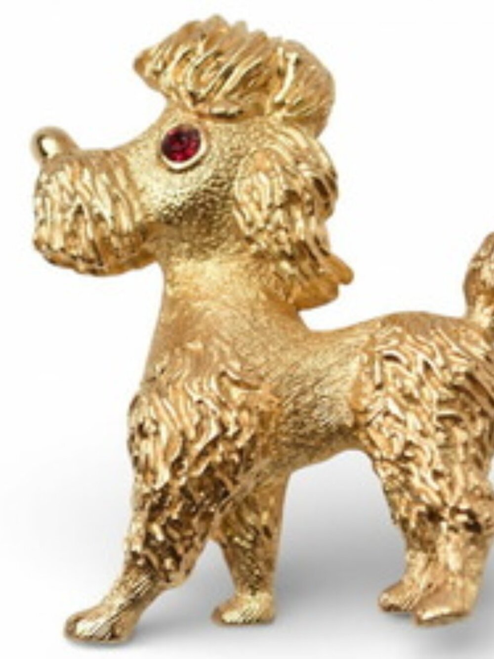 #137 - Christian Dior Pin Brooch Toy Poodle Dog Motif Rhinestone Gold - Picture 7 of 10